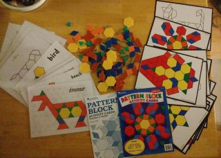 Learning Resources Pattern Blocks & 36 Activity Card Set,  12 Xtra Pattern Cards