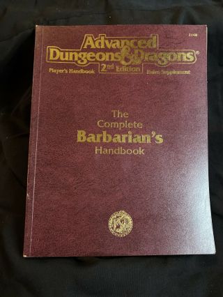 Tsr Advanced Dungeons & Dragons 2nd Edition The Complete Barbarian 