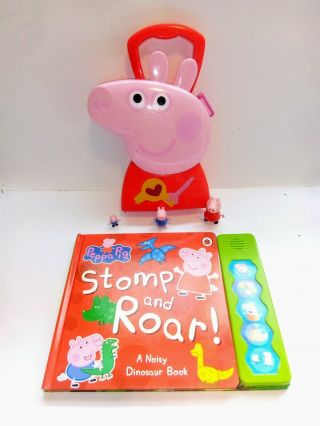 Peppa Pig Bundle - Carry Case,  Figures And Peppa Pig Stomp And Roar Book