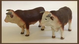 Safari Ltd Herford Bull - 2003 - SET OF 2 - Hard Rubber Toys (B553) 3