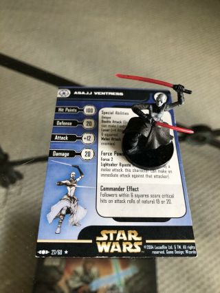 Star Wars Miniatures: Clone Strike - Asajj Ventress (27/60) W/ Card 2