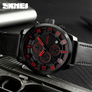 Skmei Men Outdoor Sports Casual Quartz Watches Waterproof Leather Strap 1309 7c