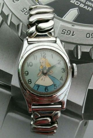 1960s Disney Alice In Wonderland Us Time Childs Mechanical Wrist Watch