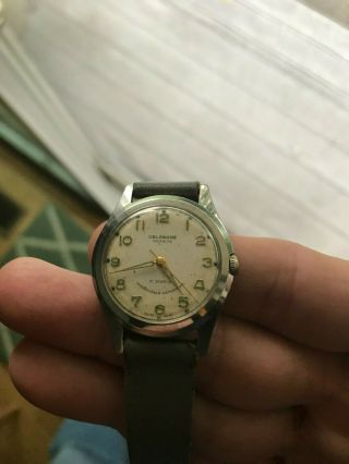 Vintage Delaware Mens Wristwatch,  Hand Wind,  Swiss,  17 Jewels,  Not Running