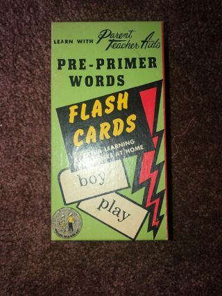 Vintage Pre - Primer Words Flash Cards By School Aid