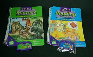 Set Of 2 Leap Frog Interactive Books And Cartridges – Reading And Science
