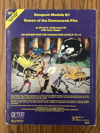 Rare & Vg,  Q1 Queen Of The Demonweb Pits 1980 Dungeons & Dragons 1st Ed Module