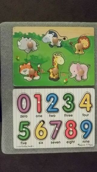 Wooden Puzzles Early Childhood Numbers Zoo Animals Pre - School Home Learning