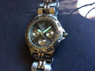 Fossil Dive Style Sun/moon_day/date_quartz Watch_rotating Bezel_wr100m_excellent