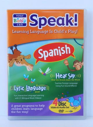 Your Baby Can Speak Spanish Hear Say Lyric Language (dvd) 4 Disc Set
