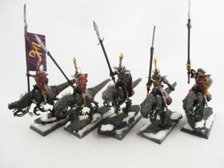 Cold One Knights [x5] Dark Elves [warhammer] Painted