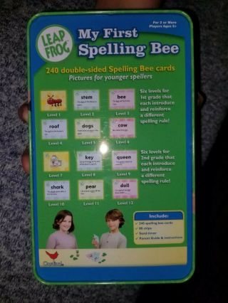 Leap Frog My First Spelling Bee Flash Cards Educational Game in Tin 3