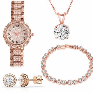 Toc Ladies Bracelet Strap Watch & Jewellery Valentines Day Gift Set For Her