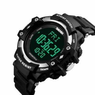 Skmei Mens Outdoor Sports Pedometer Watch Waterproof Military Digital Wristwatch