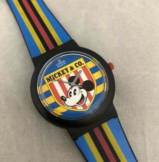 Vintage Nos Store Sample Estate Disney Mickey Mouse & Co Lorus Quartz Wristwatch