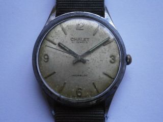 Vintage Gents Wristwatch Chalet Mechanical Watch Helvetia 830 Swiss
