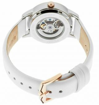 ROTARY $695 WOMENS ROSE GOLD,  WHITE LEATHER,  21 JEWELS AUTOMATIC WATCH LS03732 - 06 2