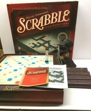 Scrabble Deluxe Turntable Edition Crossword Word Board Game Maroon