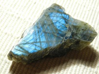 A Bright Blue Flash on This Cut and Polished Labradorite Pebble 96.  8gr 3