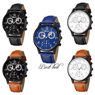 Mens Wrist Watches Casual Fashion S Steel Leather Gift Uk Quartz Analogue Black