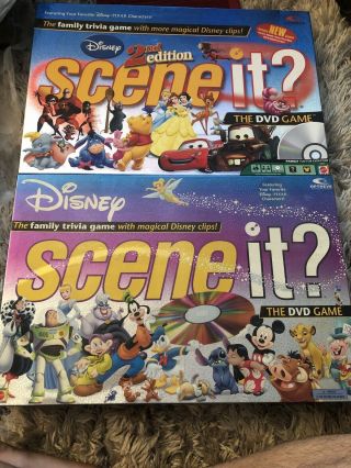 2x Disney Scene It Dvd Trivia Board Game 100 Complete Pixar 1st & 2nd Edition