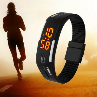 Fashion Unisex Women Men Digital Led Date Silicone Band Jogging Wristband Watch