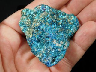 A Vivid Teal / Blue Peacock Copper or Chalcopyrite or Peacock Ore 94.  5gr 3