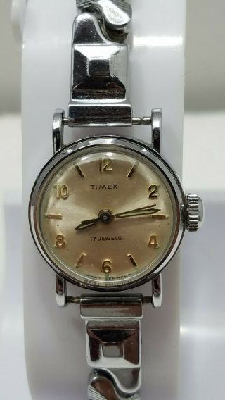 Rare Vintage Watch Ladies 1960 ' s Timex West Germany 17 Jewel Mechanical Watch 2