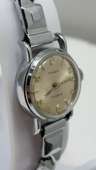 Rare Vintage Watch Ladies 1960 ' s Timex West Germany 17 Jewel Mechanical Watch 3