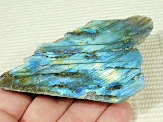 A Bright Blue Flash On This Cut And Polished Labradorite Pebble 104gr