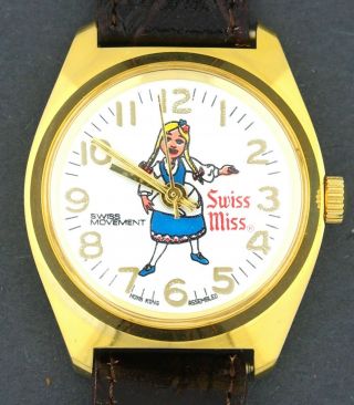 Vintage Swiss Miss Advertising Hot Chocolate Novelty Character Watch
