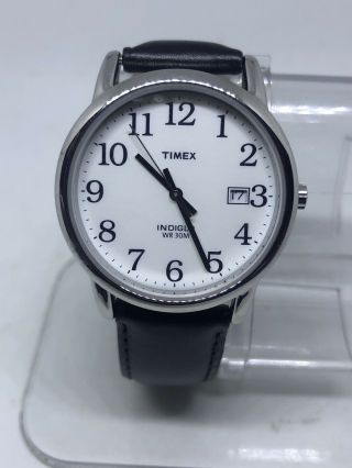 Timex Men’s T2h281 Silver Tone Black Leather Analog Watch 16