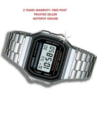 Casio A168wa Retro Unisex Digital Steel Bracelet Silver Watch,  2 Years