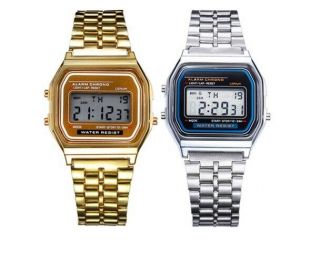 Classic Sport Watch Unisex Watch Gold Silver Vintage Stainless Steel Led Sports