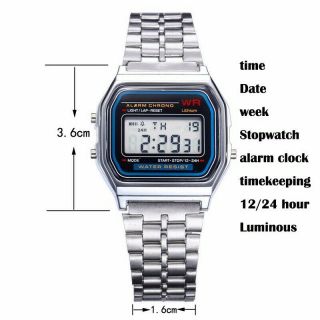 Classic SPORT Watch Unisex Watch Gold Silver Vintage Stainless Steel LED Sports 2