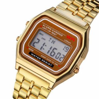 Classic SPORT Watch Unisex Watch Gold Silver Vintage Stainless Steel LED Sports 3