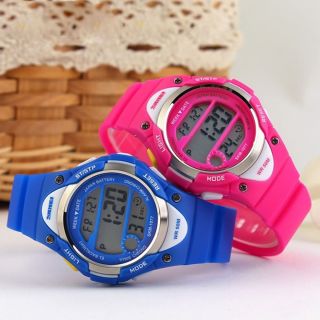 Boys And Girls Pink Blue Digital Watch With Stopwatch Alarm Light Ages 6 - 13
