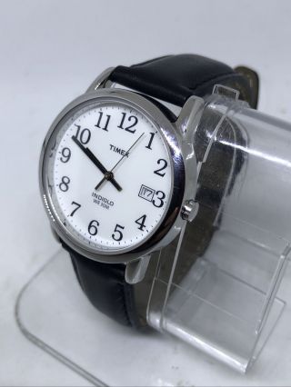 Timex Men’s T2h281 Silver Tone Black Leather Analog Watch 7 2