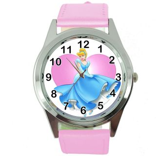 Cinderella Stainless Steel Pink Leather Film Movie Girl Fairy Tale Watch Uk