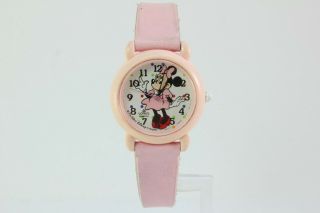 Minnie Mouse Walt Disney Lorus Pink Leather Band Watch V811 - 0450