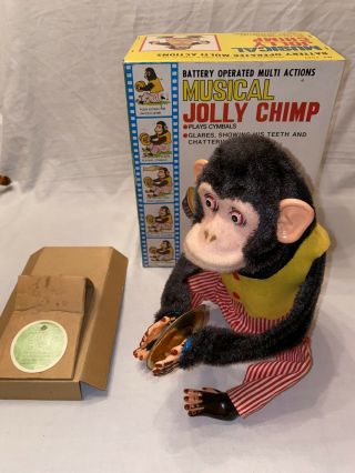 Vintage Daishin Japan Musical Jolly Chimp Toy Story Cymbal Monkey W/box Nm