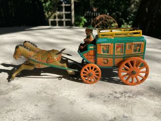 Vintage Tin Litho 1950s Hadson (japan) Kentucky Stage Coach Friction