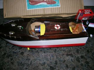 Toy Wood Boat Toy Outboard Motor K&o Ito Battery Operated Boat Vintage Wood