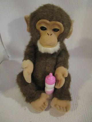 Tiger Fur Real Furreal Friends Cuddle Chimp Baby Monkey With Pink Baby Bottle