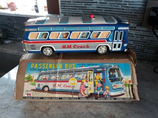 Rosko Battery Operated Passenger Bus Vintage Circa 1960 