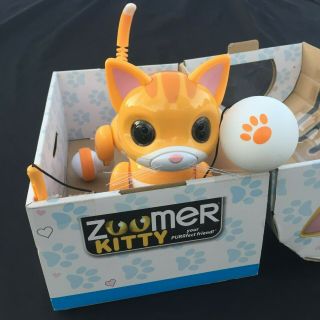 Zoomer Kitty W/ Crate Whiskers Orange Tabby Mechanical Interactive Toy