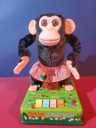Battery Operated Dancing Merry Chimp Tin Toy box 2