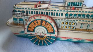 Tin toy boat,  QUEEN RIVER Masudaya M - T Modern Toys Tin Litho steamboat 2