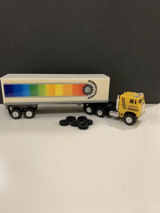 Vintage 1982 Schaper Stomper Semi Truck & Trailer Yellow Freightliner
