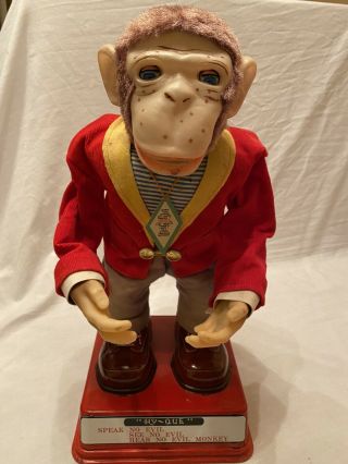 Vintage Rosko Nomura Japan Tin Toy Hy - Que Monkey See - Speak - Hear No Evil